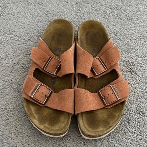 Birkenstock pink suede with white sole